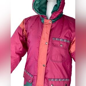 Vintage 80s JPI Kids Puffer Jacket Retro Colorblock Coat